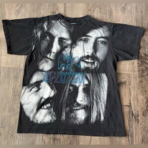 Vintage 90s Led Zeppelin Band AOP T-Shirt Pre-Shrunk Cotton Concert L Rock Music